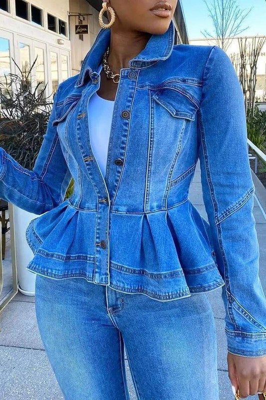 Peplum Denim Jacket – B. Wear Boutique