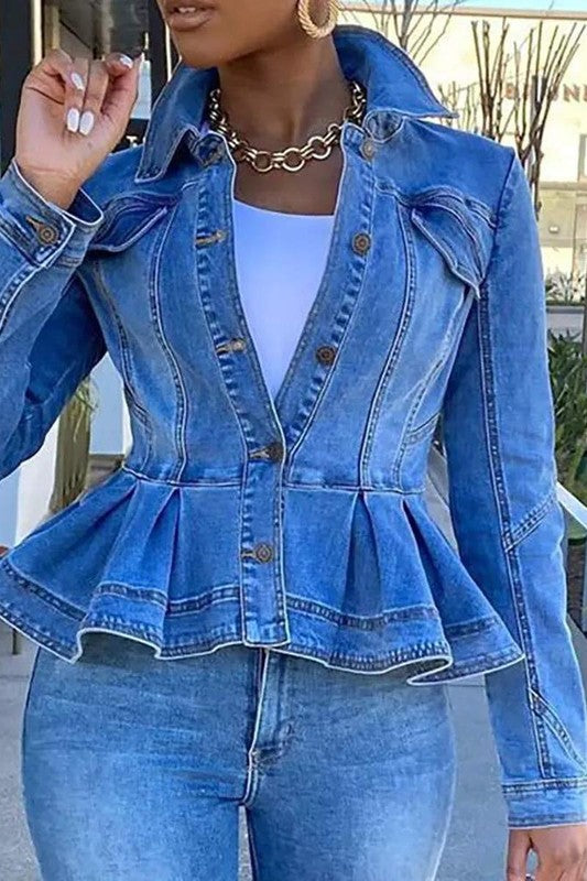 Peplum Denim Jacket – B. Wear Boutique
