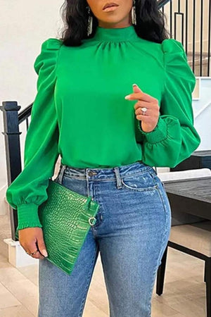 Green Puff Sleeve Top