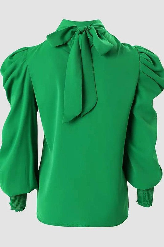 Green Puff Sleeve Top