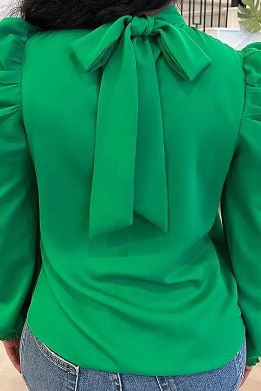 Green Puff Sleeve Top