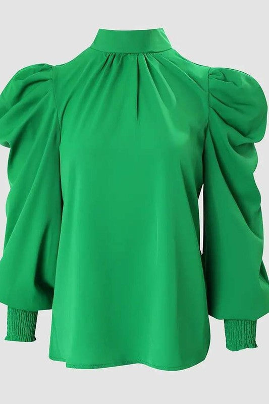 Green Puff Sleeve Top