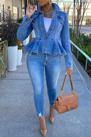 Peplum Denim Jacket
