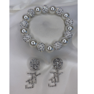 White with bling & earring set