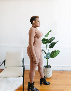 Tracey Mock Neck Set-Cocoa