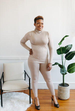 Tracey Mock Neck Set-Ash Mocha