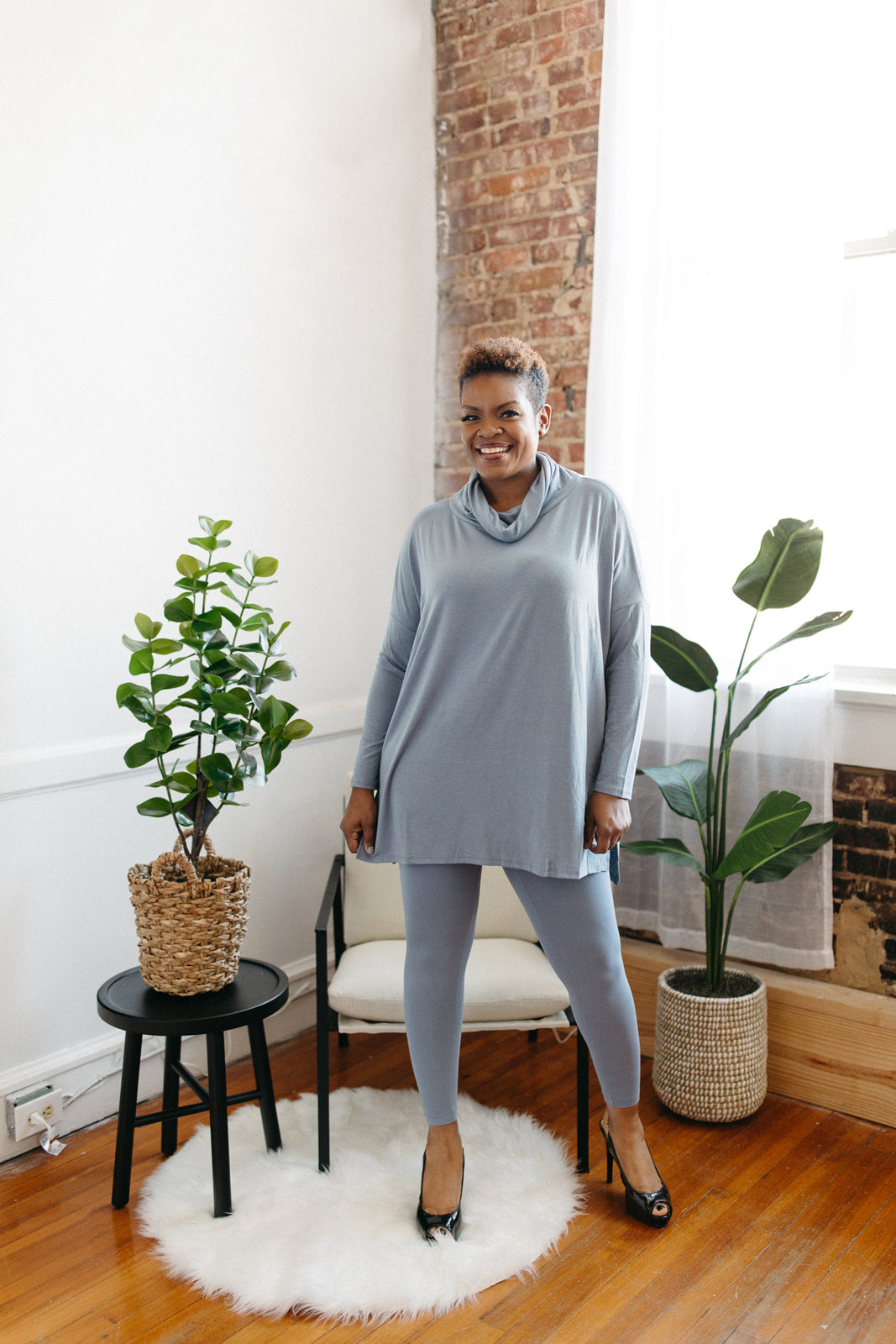 Jill Lounge Cowl Neck Set- Cement
