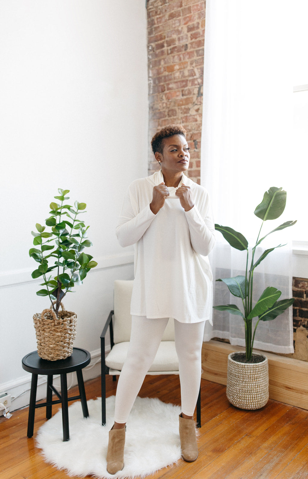 Jill Lounge Cowl Neck Set- Ivory