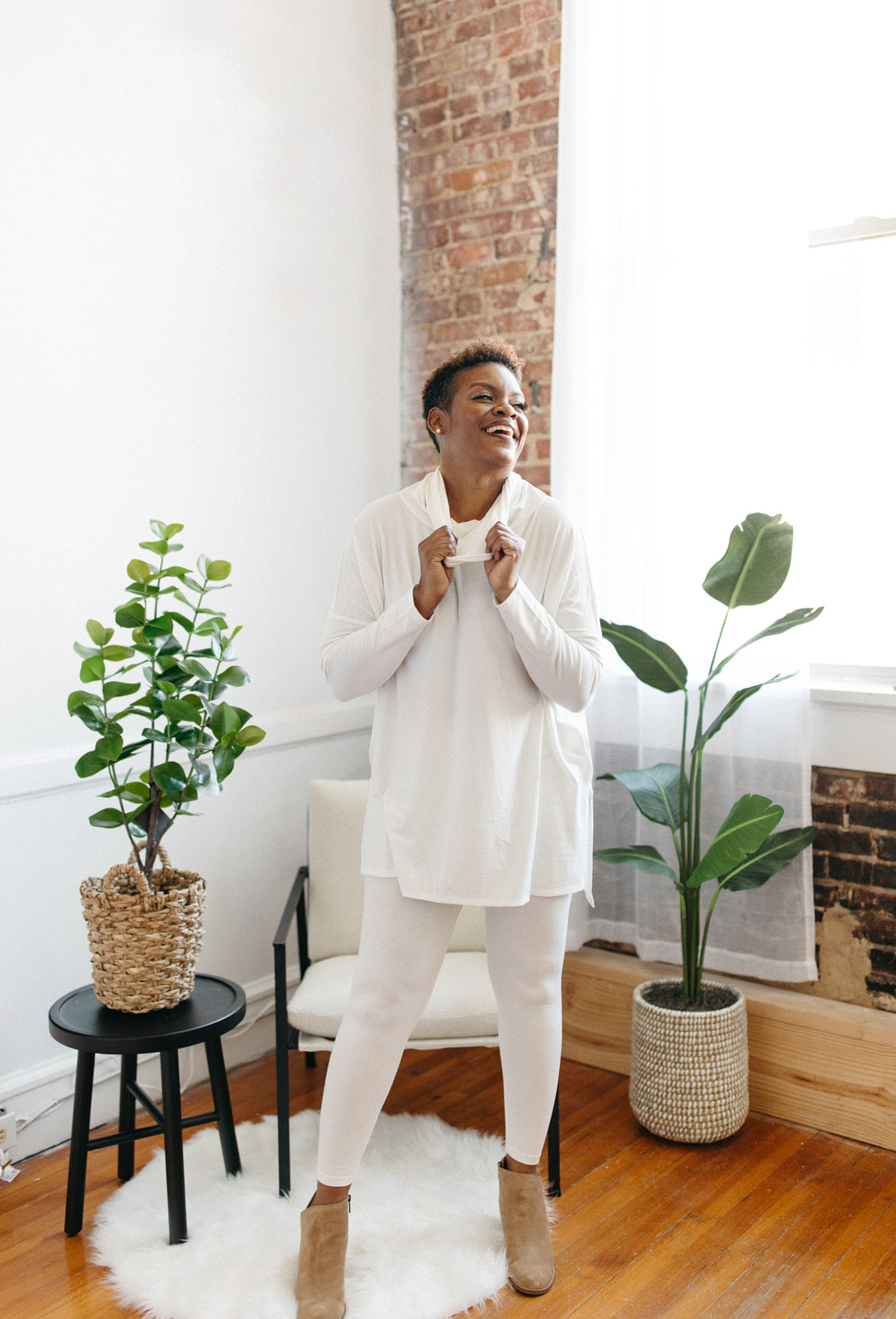 Jill Lounge Cowl Neck Set- Ivory