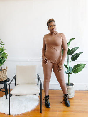 Tracey Mock Neck Set-Cocoa